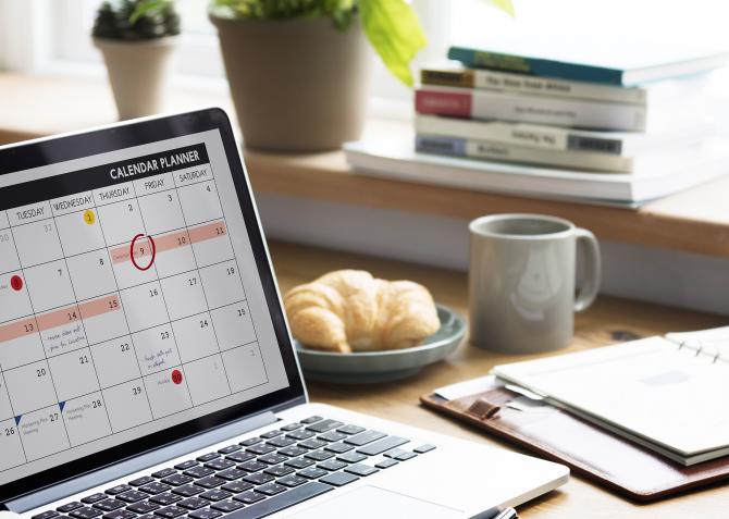 calendar on laptop screen